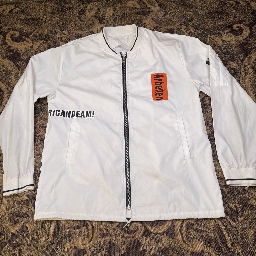 Vtg MA-1 Style White Zip Up Jacket Mens Size Medium